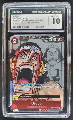 2022 ONE PIECE USOPP MANGA ALT ART ST01-002 25TH ANNIV CGC 10 B PT - Image 1