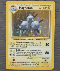 Pokemon TCG 1999 Magneton Base Set Holo Unlimited Rare Card 9/102 LP - Image 1