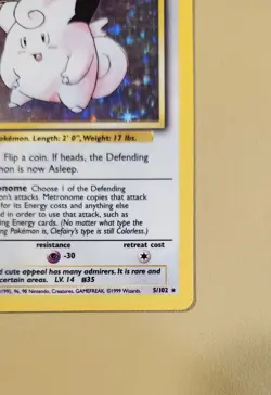 1999 Pokemon Base Set Clefairy Holo - see video of Holo & Card - Image 5