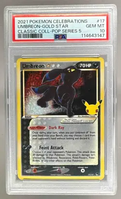 3147 Umbreon Gold Star 2021 Pokemon Sword Shield Celebrations Classic #17 PSA 10 - Image 1