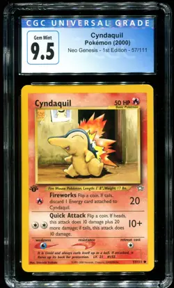 CGC 9.5 Cyndaquil 1st Edition Neo Genesis 2000 Pokemon Card #57 - Image 1