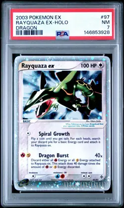 2003 POKEMON EX DRAGON #97 RAYQUAZA EX HOLO PSA 7 - Image 5