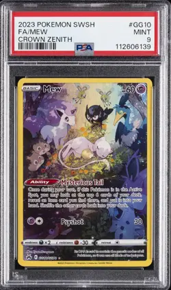 2023 POKEMON SWORD & SHIELD CROWN ZENITH #GG10 FULL ART/MEW PSA 9 - Image 1