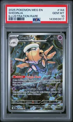 PSA 10 Shedinja 144/132 Pokemon Me01: Mega Evolution Illustration Rare 2025 - Image 1