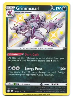 Grimmsnarl SV085/SV122 Shiny Rare Shining Fates Shiny Vault Pokemon NM - Image 1