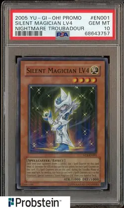 2005 Yu-Gi-Oh! Promo Nightmare Troubadour EN001 Silent Magician LV4 PSA 10 - Image 1
