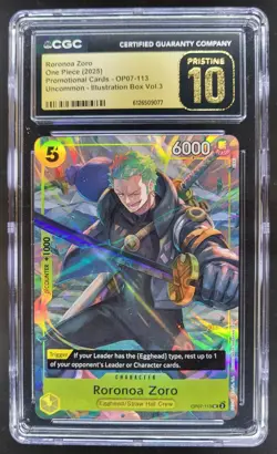 2025 ONE PIECE RORONOA ZORO ILLUSTRATION BOX PROMO OP07-113 CGC 10 PRISTINE B PT - Image 1