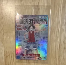 Bandai Namco Monkey.D.Luffy Promo Holo Card P-055 College Basketball US Voyage - Image 1