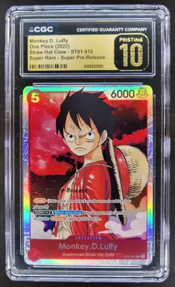 2022 ONE PIECE MONKEY D. LUFFY SUPER RARE PRE-RELEASE CGC 10 PRISTINE B PT - Image 1