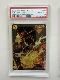 2025 ONE PIECE OP12-LEGACY OF THE MASTER #011 PORTGAS D. ACE PSA 10 - Image 1