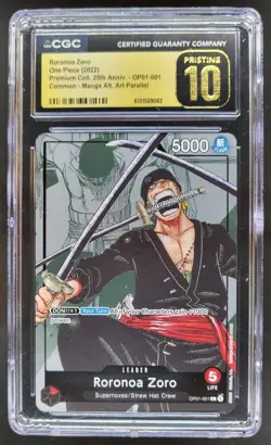 2022 ONE PIECE RORONOA ZORO 25TH MANGA ALT ART OP01-001 CGC 10 PRISTINE A PT - Image 1
