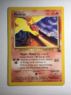 Pokemon Vintage Moltres WOTC Black Star Promo Old School Promo Card LP - Image 1