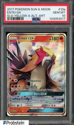 2017 Pokemon Sun & Moon SLG Yellow Alternate Art #10a Entei Gx PSA 10 GEM MINT - Image 1