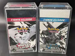 2x Pokemon SV10.5 Black Bolt White Flare Sealed Booster Bundle Display W/Acrylic - Image 1