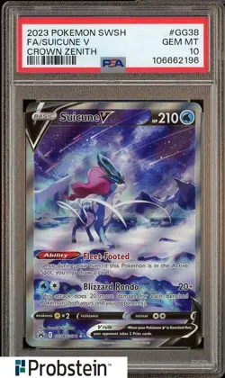 2023 Pokemon SWSH Crown Zenith #GG38 FA/ Suicune V PSA 10 GEM MINT - Image 1