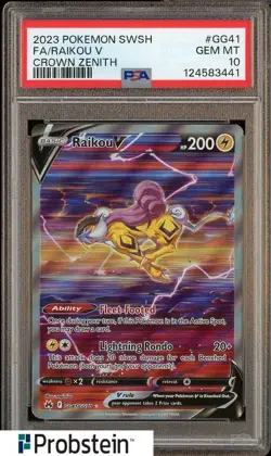 2023 Pokemon SWSH Crown Zenith #GG41 FA/ Raikou V PSA 10 GEM MINT - Image 1