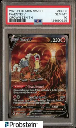 2023 Pokemon SWSH Crown Zenith #GG36 FA/ Entei V PSA 10 GEM MINT - Image 1