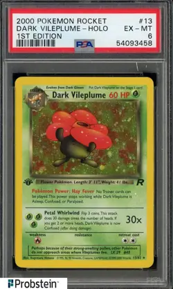 2000 Pokemon Rocket 1st Edition #13 Dark Vileplume Holo PSA 6 EX-MT - Image 1