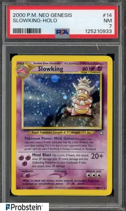 2000 Pokemon Neo Genesis #14 Slowking Holo PSA 7 NM - Image 1