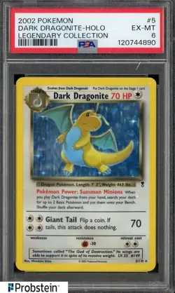 2002 Pokemon Legendary Collection #5 Dark Dragonite Holo PSA 6 EX-MT - Image 1