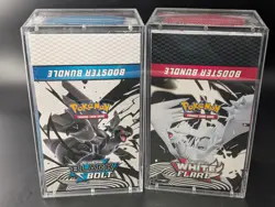 2x Pokemon SV10.5 Black Bolt White Flare Sealed Booster Bundle Display W/Acrylic - Image 1