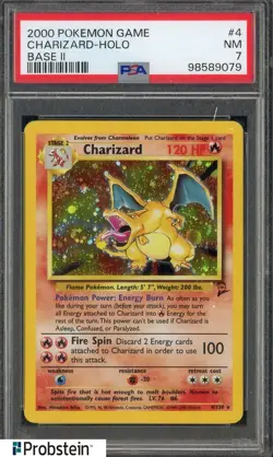 2000 Pokemon Game Base II #4 Charizard Holo PSA 7 NM - Image 1