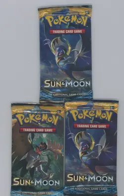Lot of (3) Pokemon TCG Sun & Moon Booster Pack Sealed - Image 1