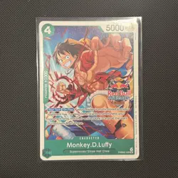 Red Bull Double DON event DON!! and Monkey.D.Luffy stamped Promo w/ Sticker - Image 3