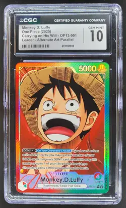 2025 ONE PIECE MONKEY D. LUFFY LEADER ALT ART OP13-001 CGC 10 A PT - Image 1