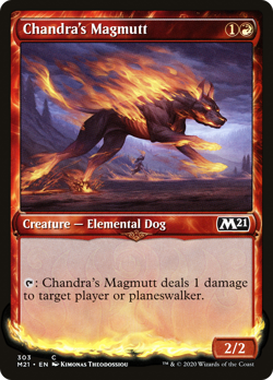 Chandra's Magmutt - Foil - Showcase 303 Lightly Played M21 Core Set 2021 MTG Mag - Image 1