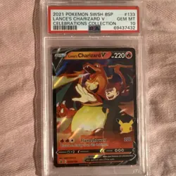 2021 Pokemon Swsh Black Star Promo #133 Lance'S Charizard V PSA 10 - Image 1