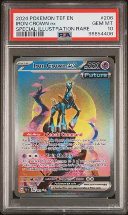 2024 POKEMON TEMPORAL FORCES #206 IRON CROWN EX SPECIAL ILLUSTRATION RARE PSA 10 - Image 1