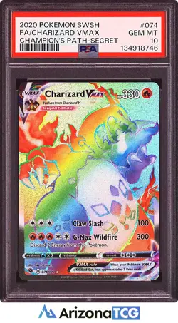 Pokemon 2020 Charizard VMAX 074 Rainbow Full Art SR Champion's Path PSA 10 - Image 1