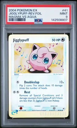 2004 POKEMON EX TEAM MAGMA VS TEAM AQUA #41 JIGGLYPUFF-REVERSE FOIL PSA 9 - Image 1