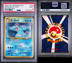 Pokemon TCG PSA 9 MINT Feraligatr 1999 Holo Japanese Neo Premium File Genesis - Image 3