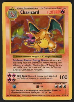1999 Pokemon TCG Game Base Set Shadowless #4 Charizard Holo Rare - Image 1