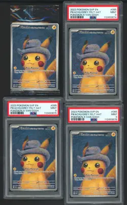 Lot (4) PSA 9 Sequential Pokemon X Van Gogh Pikachu With Grey Felt Hat + Raw - Image 1