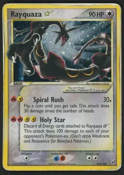Pokemon TCG Rayquaza EX Deoxys 107/107 Holo Rare Gold Star - Image 1