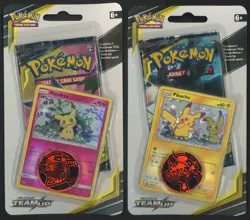 POKEMON SUN MOON TEAM UP BLISTER BOOSTER PACK NEW BOTH PIKACHU & MIMIKYU PROMO - Image 1