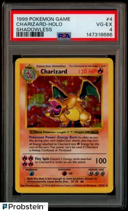 1999 Pokemon Game Shadowless #4 Charizard Holo PSA 4 VG-EX - Image 1