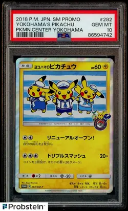 2018 Pokemon Japanese SM Promo P.C. Yokohama #282 Yokohama's Pikachu PSA 10 - Image 1