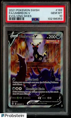 2021 Pokemon SWSH Evolving Skies #189 FA Umbreon V PSA 10 GEM MINT - Image 1