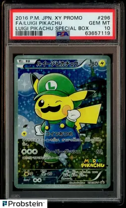 2016 Pokemon Japanese XY Promo Special Box #296 FA Luigi Pikachu PSA 10 GEM MINT - Image 1