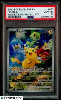 2023 Pokemon SVP En Paldea Evolved Pokemon Center ETB #027 Pikachu PSA 10 - Image 1