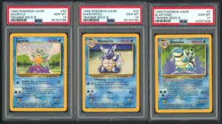 Lot of (3) 1999 Pokemon Game Trainer Deck B Squirtle Wartortle Blastoise PSA 10 - Image 1