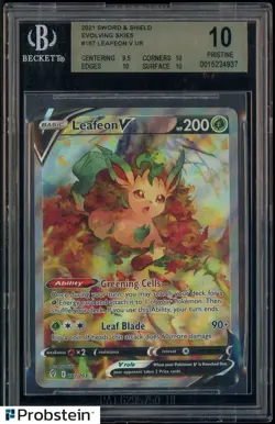 2021 Pokemon SWSH Evolving Skies #167 Leafeon V BGS 10 PRISTINE - Image 1