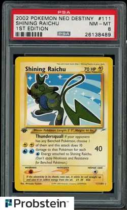 2002 Pokemon Neo Destiny 1st Edition #111 Shining Raichu PSA 8 NM-MT - Image 1