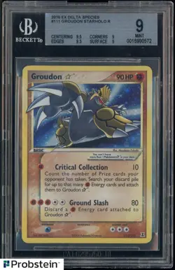 2005 Pokemon Gold Star EX Delta Species #111 Groudon Holo BGS 9 MINT - Image 1