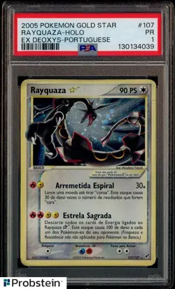 2005 Pokemon Gold Star Ex Deoxys #107 Rayquaza Holo PSA 1 PR - Image 1