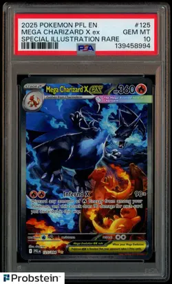 2025 POKEMON PFL EN-PHANTASMAL FLAMES #125 MEGA CHARIZARD X EX PSA 10 - Image 1